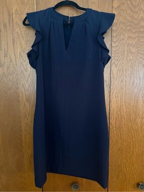 Vince Camuto Navy Flutter Sleeve Midi Dress